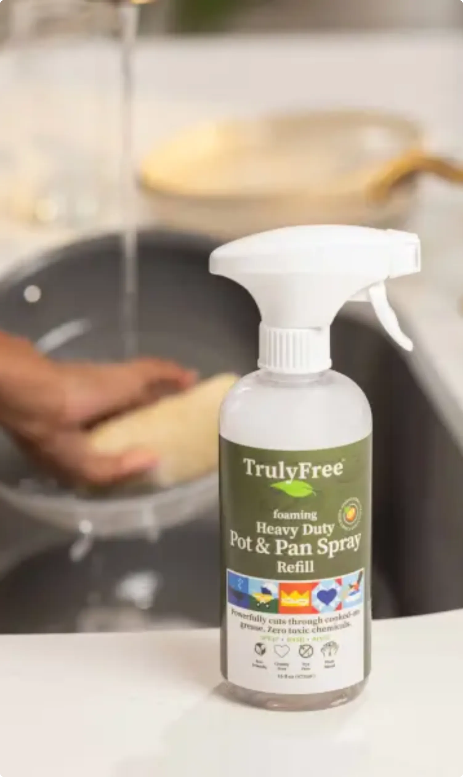 person using Heavy Duty Pot And Pan Spray